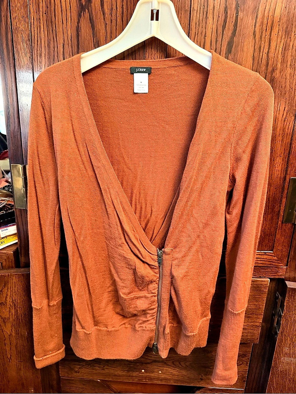 J.Crew Orange Zip Cardigan Size Medium